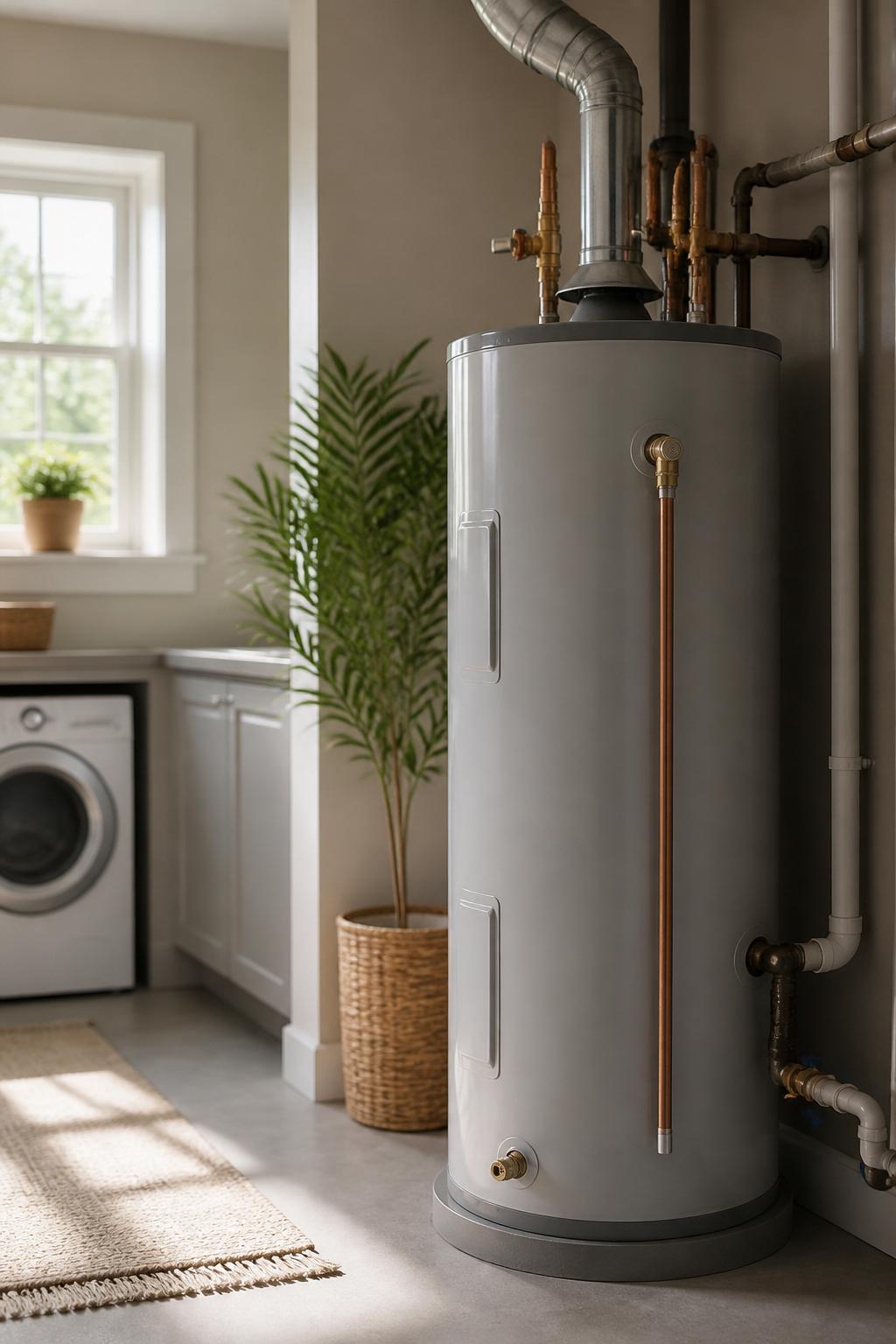 Clean utility area with a neatly installed water heater.